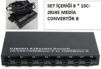 FİBERDEN 8 PORT FULL GİGABİT SWİTCH SET (MEDİA CONVERTÖRLER 2RJ45 ÇIKIŞLI) - fiberden