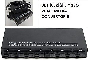 FİBERDEN 8 PORT FULL GİGABİT SWİTCH SET (MEDİA CONVERTÖRLER 2RJ45 ÇIKIŞLI) - 1