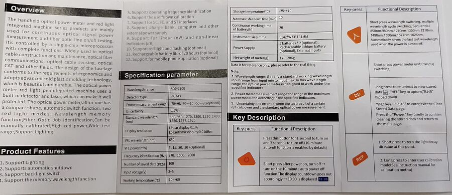 GUANGYAN Y9 İŞLEVLİ FİBER OPTİK GÜÇ ÖLÇER OPM + VFL +LAZER - 7