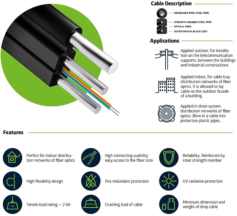 FİBER OPTİK HAVAİ (ÇELİK ASKI TELLİ) 1 CORE 1000 MT GRİ - 2